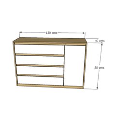 COMODA HANDLE CON 1 PUERTA Y 4 CAJONES - tienda online