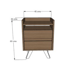 MESA DE LUZ NORDICA 2 CAJONES - comprar online