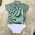 Body feminino infantil xadrez verde com gola e botões, da marca Kenttana.