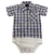 BODY CAMISA BABY KENTTANA MENINO - XADREZ AZUL E AMARELO