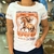 T-shirt feminina branca com estampa de cavalo em estilo western, da marca Ox Horns.