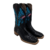 Bota Texana Masc CP BOOTS Exótica Preto Bordado Azul/Rosa