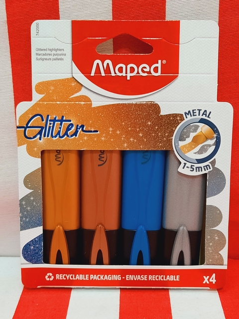 Resaltadores con Glitter x4 de Maped