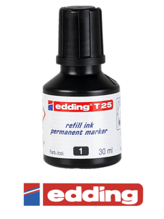 Tinta de recarga T25 NEGRA para marcador permanente de Edding - (7708601499256)