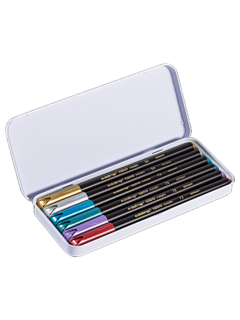 Set Fibras E1200 x 6 colores metalizados en caja metalica de EDDING - (4004764926275) - Libreria Pincelada