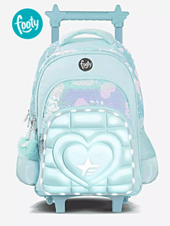 Mochila con Carro 18" SUPER HEART Aqua - FOOTY - 7792621168643