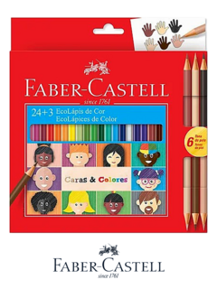 Lapices de Colores, Caras y Colores x 24 + 3 Bicolor - FABER CASTELL - 7891360656234