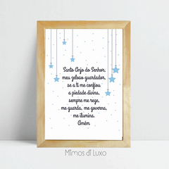 QUADRO UNITÁRIO ORAÇÃO SANTO ANJO ESTRELINHAS AZUL