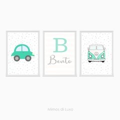 TRIO CARRINHO E FUSCA COM NOME PERSONALIZADO - comprar online