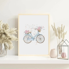 QUADRO UNITÁRIO BICICLETA FLOREIRA AQUARELA 01