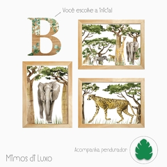 COMBO 3 QUADROS + INICIAL EM MDF + PENDURADOR FOLHA SAVANA