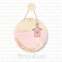 PLACA DECORATIVA CASINHA DE PASSARINHO ROSA