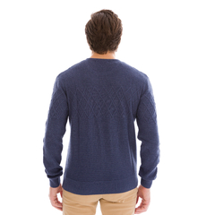 Blusa de Tricot Quadradinhos e Aran no Peito - Perfecta Menswear