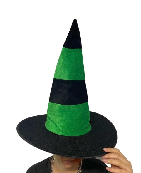 Sombrero Bruja Rayado Verde Naranja Halloween 109