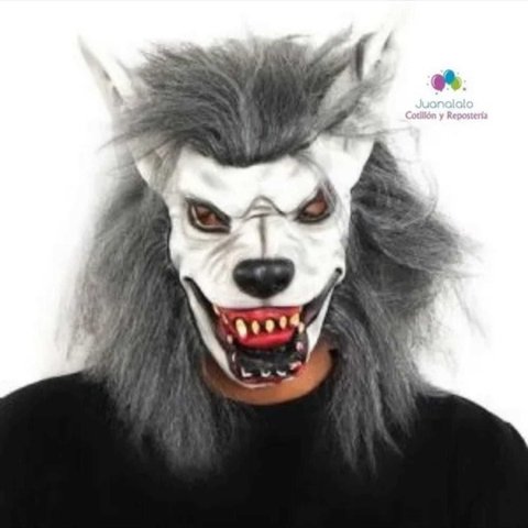 Mascara Careta Lobo Blanco Con Pelo Latex Halloween Calidad