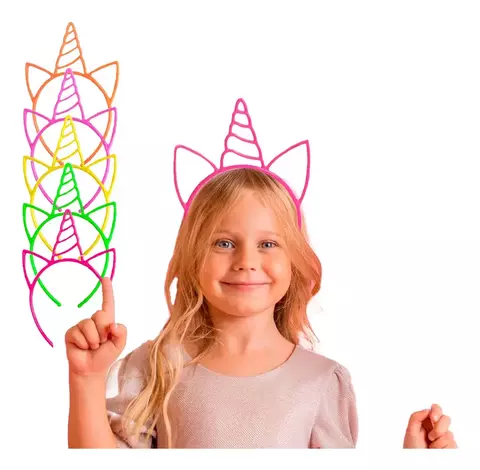 Vinchas Plasticas Fluo Unicornio X 12 U. Carioca Cotillon