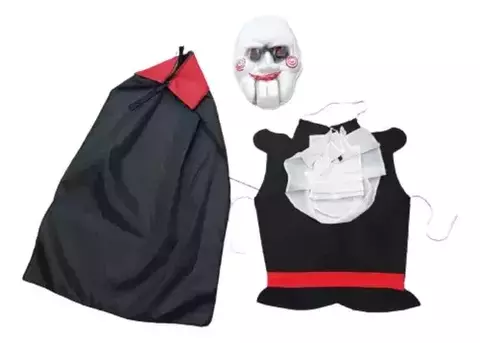 Disfraz Parca Esqueleto Halloween Pechera Y Mascara Premium