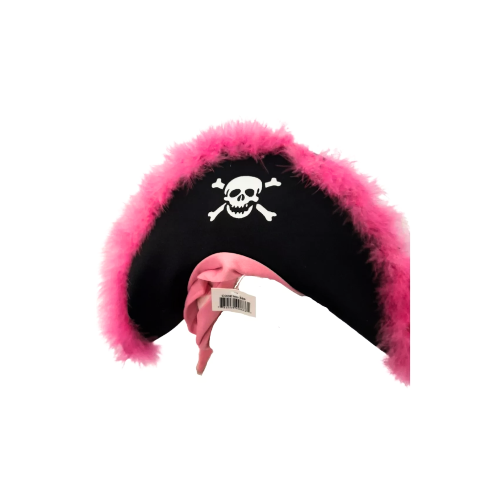 Gorro Sombrero Pirata Mujer Rosa con Plumas