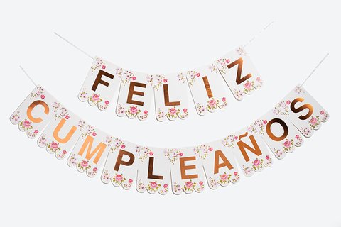 Banderin Feliz Cumpleaños Flores