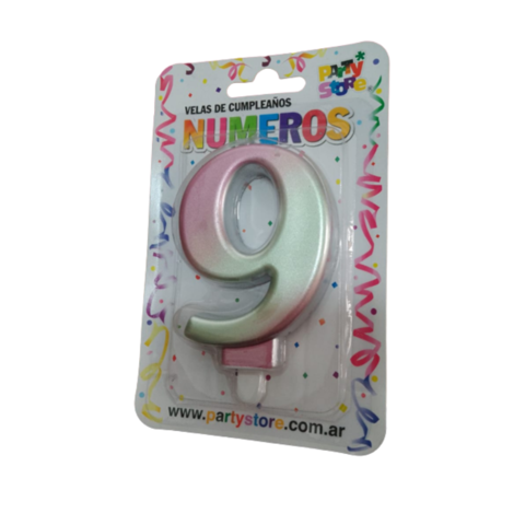 Vela Número Iridiscente Arcoiris Multicolor Cumpleaños