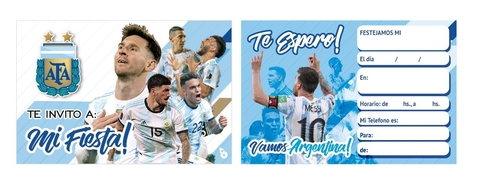 Invitaciones Feliz Cumpleaños Seleccion Argentina Mundial Messi x10U Cotillon