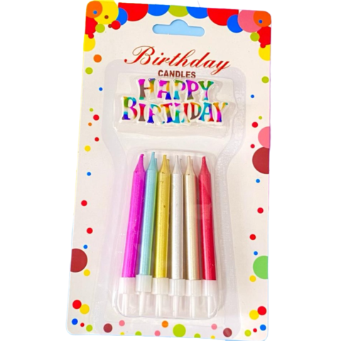 Velas metalizadas cumpleaños multicolor