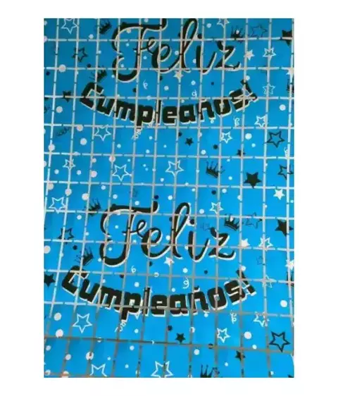 Cortina c/frase "Felíz cumpleaños" Cuadraditos