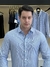 Camisa Armani Exchange Manga Longa Slim White/Blue Logo Bordado Masculino Azul Claro - comprar online