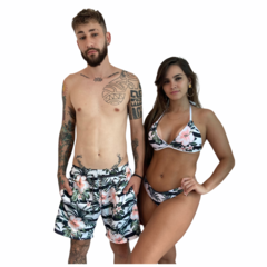 Kit Mozão Shorts e Biquini Asa Delta Floral Listrado - comprar online