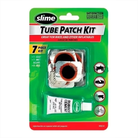 KIT DE PARCHES DE 7 PIEZAS MARCA SLIME PARA BICICLETA O MOTO A1