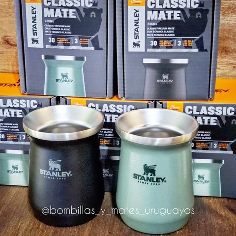 Termo Mate y Bombilla STANLEY Original Argentina DELUXE tapón matero Negro