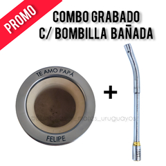 Combo Camionero GRABADO con bombilla BAÑADA virola ACERO - comprar online