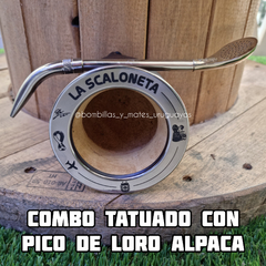 Imagen de Combo Camionero Premium GRABADO con bombilla ALPACA FUTBOL virola ACERO