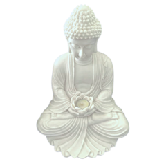 Escultura Buda Sentado Flor Lotus Marmer - comprar online