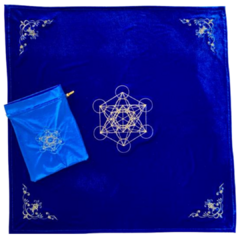 Jogo de Toalha para Tarot Cubo de Metatron (Azul)
