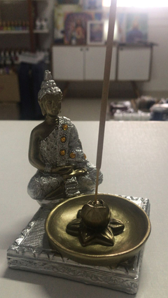 Incensário de Resina Budha - Prata e Dourado na internet
