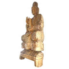 Escultura em Madeira Kuan Yin Sentada Suar 100cm - comprar online