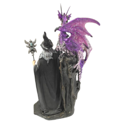 Estatueta Mago Merlin e Dragão - comprar online