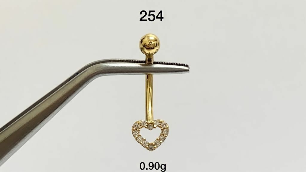 Piercing Umbigo Folheado a Ouro 18k Coração Zircônia Dourado