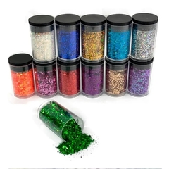 Imagem do Kit 6 Potes Glitter Colorido Brilho Maquiagem Unha Arte