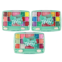 Kit 3 Paleta Sombras Blush Tropical Arara Azul Teen Jasmyne