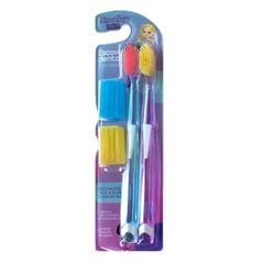 Kit 2 Escova de Dente Com Protetores Cerdas Nylon Disco Teen