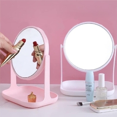 Espelho de Mesa Redondo Com Zoom e Suporte para Maquiagem