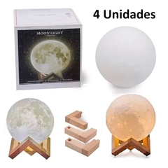 Kit 4 Luminária de Mesa Em Forma De Lua Cheia 3D