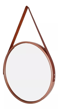 Espelho Adnet Redondo 60cm com Alça de Couro - Mega Maquiagem - Cosméticos p/ o Revendedor, Maquiador e Consumidor!