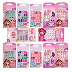 Kit 120 Unhas Postiça Kids Infantil 10 Caixas