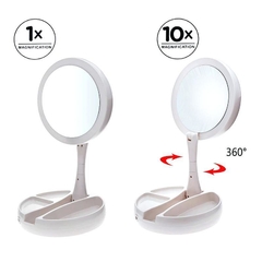 Espelho de Mesa Dobrável p/ Maquiagem c/ Zoom 10x e Luz Led - comprar online