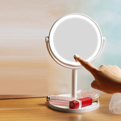 Espelho de Mesa com Led p/ Maquiagem Touch Screen e Luz 360° - Branco - comprar online