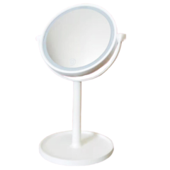 Espelho de Mesa com Led p/ Maquiagem Touch Screen e Luz 360° - Branco