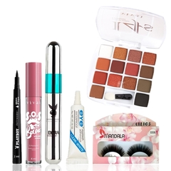 Kit de Maquiagem Básico Sombras Gloss Máscara de Cílios